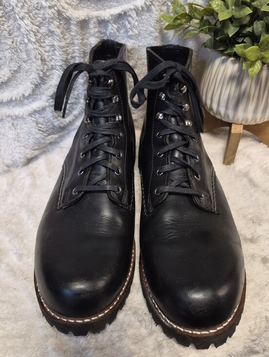 Wolverine 1000 Mile Plain Toe Rugged Boots Black Leather Lace Up Men\'s Sz 12 EUC main image 12